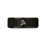 personalized rings for men – black tungsten lock key crossing wedding band