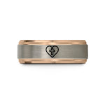 tungsten carbide wedding bands – rose gold tungsten cross heart wedding band