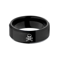 anniversary rings for couples – black tungsten skull crossbones wedding band