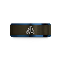 unique presents for girls – gunmetal & blue tungsten angels landing zion wedding band