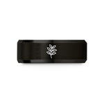 unique present for kids – black & gold tungsten bitter herbs sprig wedding band