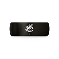 special keepsake for her – black & rose gold tungsten bitter herbs sprig wedding band