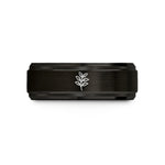 special keepsake for her – black & rose gold tungsten bitter herbs sprig wedding band