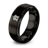 Courthouse Building – Tungsten Wedding Band, 8 mm, Black Comfort-Fit Unisex