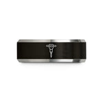 anniversary ring for her – black & gray tungsten jackhammer wedding band