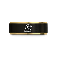 rings for special occasions – black & gold tungsten penguin wedding band
