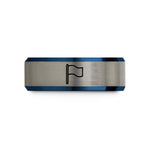 unique presents for her – black & blue & silver tungsten red flag wedding band