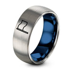 12th Gift Anniversaries for Her – blue & silver tungsten red flag ring
