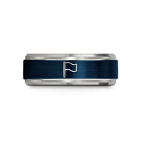 unique presents for her – blue & gray tungsten red flag wedding band