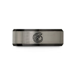 engraved rings for women – black & silver tungsten salamander tail wedding band