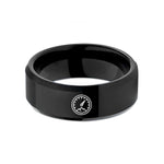 promise rings for women – black tungsten altimeter dial wedding band