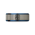 comfort fit rings men – blue & grey tungsten canyon wedding band