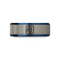 comfort fit rings men – blue & grey tungsten canyon wedding band