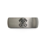 tungsten bands for men – gunmetal & silver tungsten crossed pistons wedding band