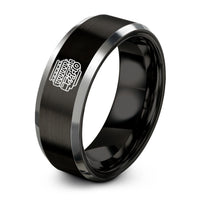 unique presents for him – black & grey tungsten inline six engine ring