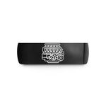 engraved rings for him – black tungsten inline six engine wedding band
