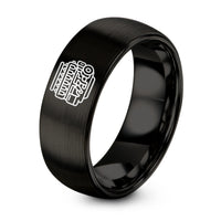 12th Gift Anniversaries for Him – black tungsten inline six engine ring