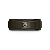 personalized rings for men – gunmetal & black tungsten station clock wedding band