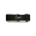 men’s tungsten ring wedding – black & grey tungsten trumpet player wedding band