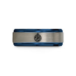 tungsten carbide wedding bands – black & blue & silver tungsten astrolabe wedding band