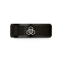 anniversary rings for couples – black tungsten offset honeycomb wedding band