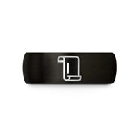 unique rings for couples – black tungsten page scroll wedding band