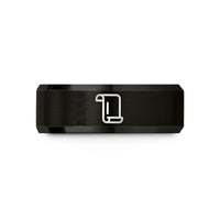 unique rings for couples – black tungsten page scroll wedding band