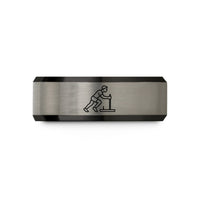 special presents for him – black & blue & grey tungsten sled push wedding band