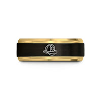unique anniversary presents him – black & gold tungsten fire helmet wedding band