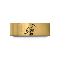 engraved rings for couples – gold tungsten kangaroo australia wedding band