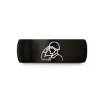 engraved rings for him – black tungsten saluting soldier silhouette wedding band