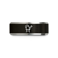 personalized rings for men – black & grey tungsten water can wedding band