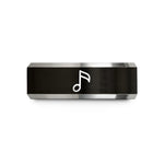 trendy presents for teens – black & silver tungsten flat symbol wedding band