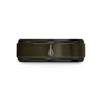 unique presents for her – gunmetal & black tungsten resonator guitar wedding band