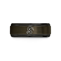 birthday ideas for girls – gunmetal & black tungsten snake forked tongue wedding band