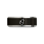 special present ideas teen – black & silver tungsten wolf howling wedding band