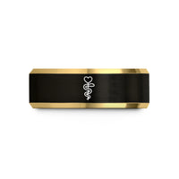 anniversary bands for him – black & gold tungsten asclepius heart wedding band