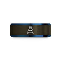 personalized anniversary present ideas – gunmetal & blue tungsten cairn stack wedding band