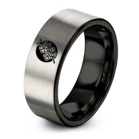 engraved rings for couples – black & silver tungsten japan flag ring