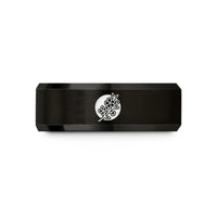 engraved rings for couples – black tungsten japan flag wedding band