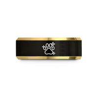 personalized rings for couples – black & gold tungsten paw stars wedding band