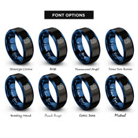 font options for inside engraving on black & blue 18 rings