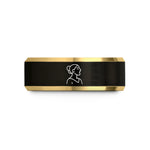 unique wedding bands her – black & gold tungsten opera singer wedding band