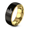 Penalty Flag Whistle – Tungsten Wedding Band, 8 mm, Gold, Black Comfort-Fit Unisex