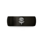 custom engraved wedding ring – black & rose gold tungsten rose wedding band