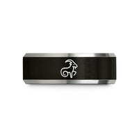 her promise ring band – black & grey tungsten tropic of capricorn wedding band