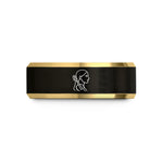 tungsten carbide wedding bands – black & gold tungsten viola wedding band
