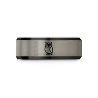 couples matching tungsten bands – black & silver tungsten owl wedding band