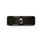 women's tungsten wedding band – black tungsten owl wedding band