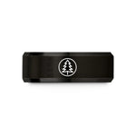 engraved bands for him – black tungsten spruce tree circle wedding band